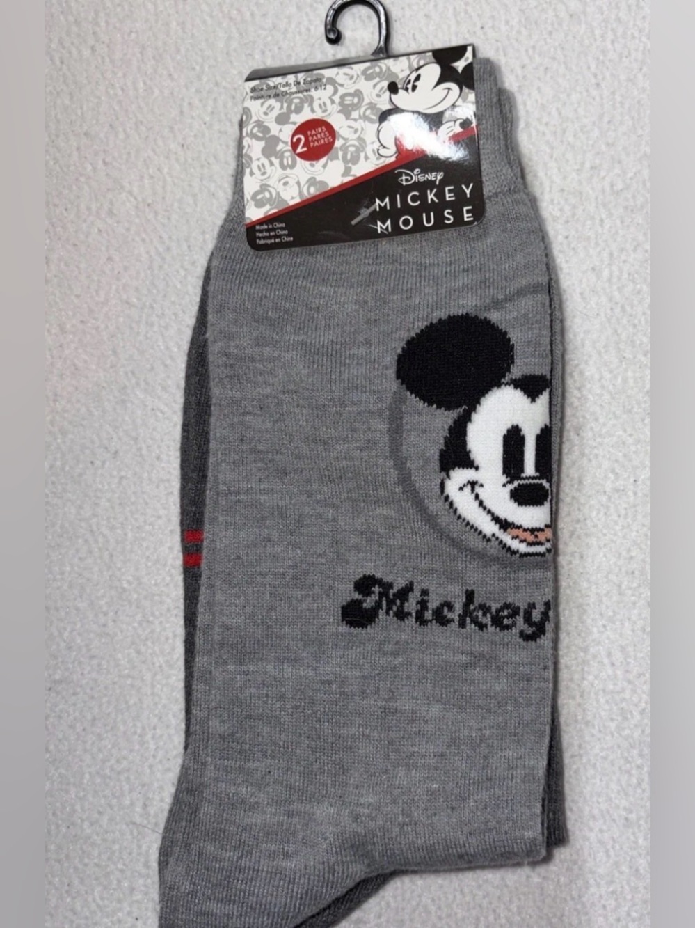 Disney Mickey Mouse Men's Gray Crew Socks - 2 Pack
